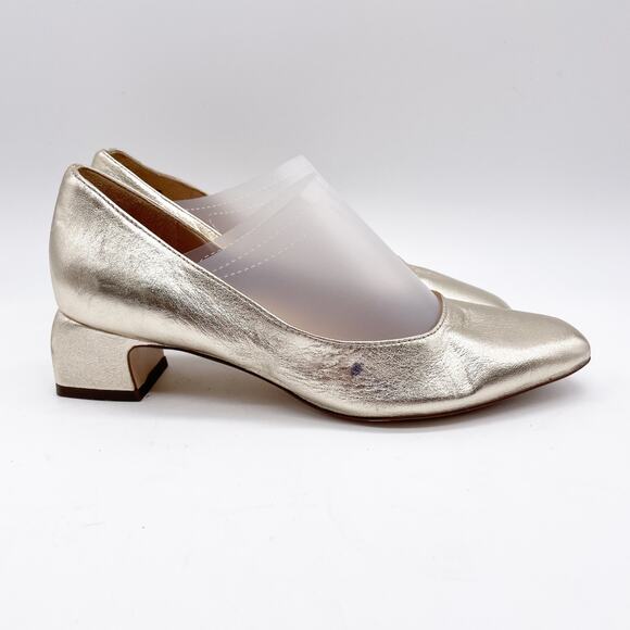 27 Edit Naturalizer Women's Florence Square Toe Pump Shoes Gold Leather 5.5 M - Picture 6 of 13